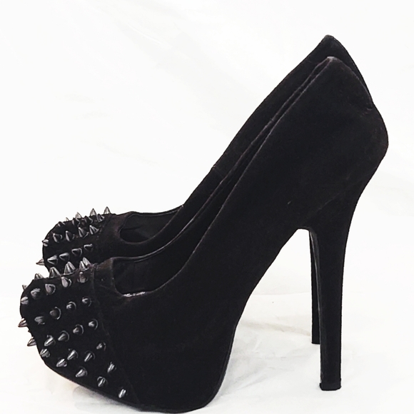 Vintage Y2K Killer Black Spike Platform 6" Heels - Picture 2 of 8